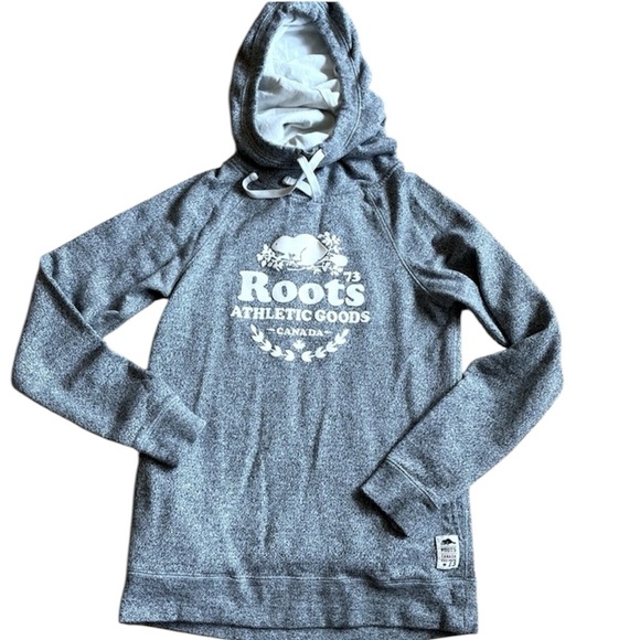 ROOTS Heather Gray Pullover Hoodie. SMALL. Pockets - Picture 1 of 7